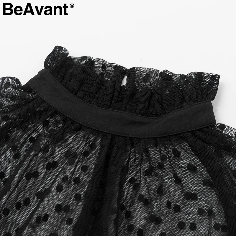 BeAvant сексуальное Полосатое кружевное женское платье с пышными рукавами, поясная оболочка, вечернее платье в черный горошек, осенне-зимнее офисное женское платье