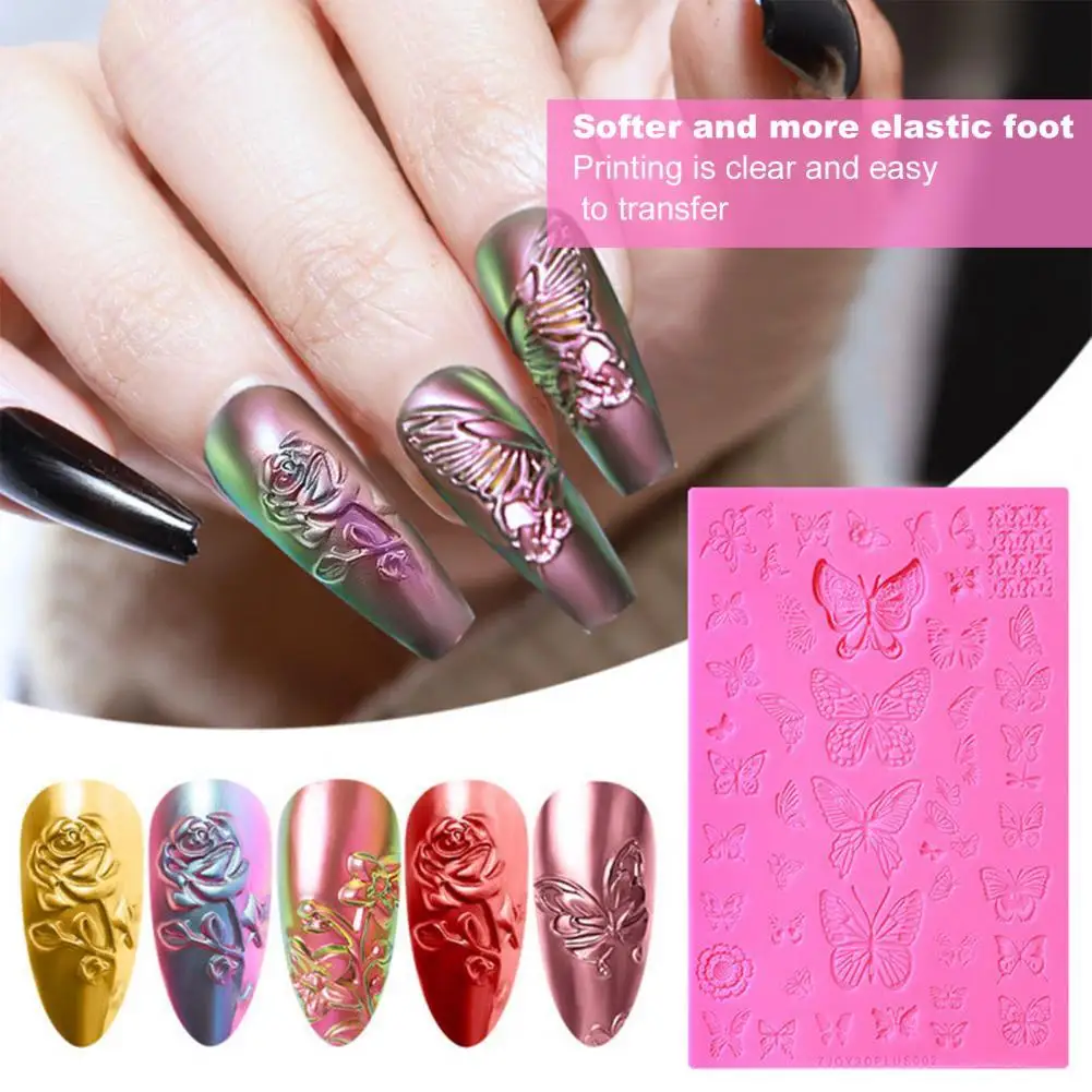 

Форма для ногтей, рельефный 3D Силиконовый маникюр, сделай сам, резная штамповочная пластина для красоты