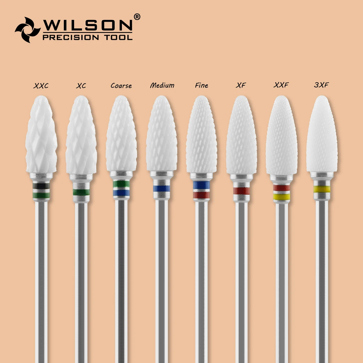 WilsonDental Burs Bullet Shape - Cross Cut White Ceramic (6400201-6400901) -циркониевые керамические