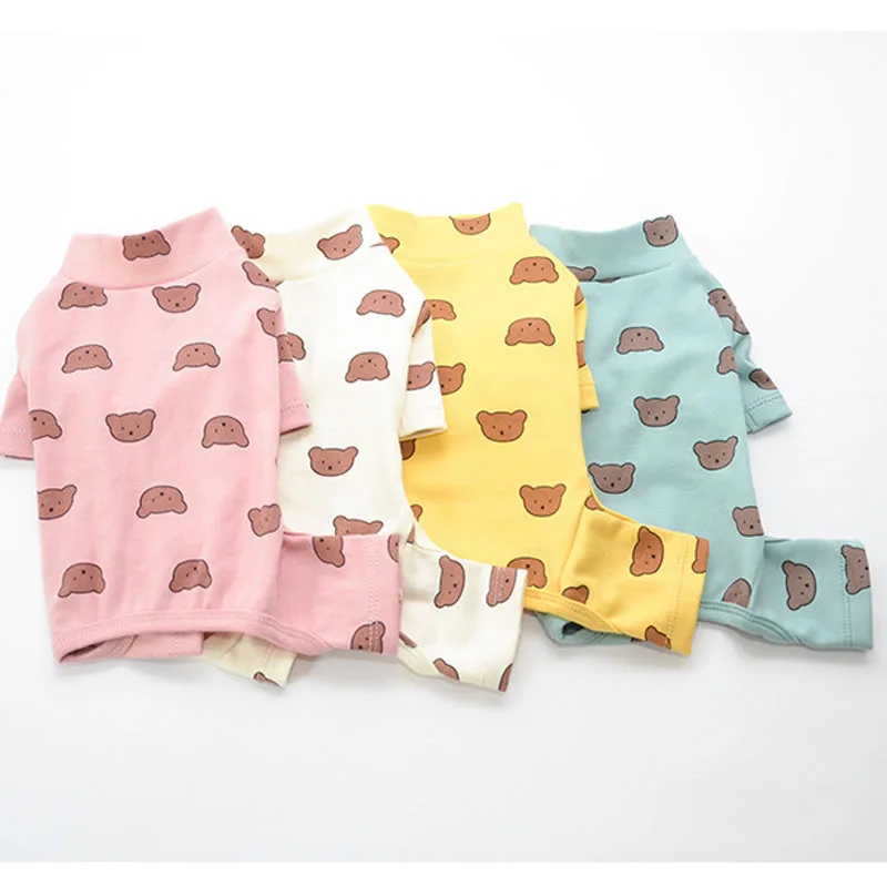 Хлопчатобумажная одежда для домашних питомцев Пижама с рисунком медведя собак