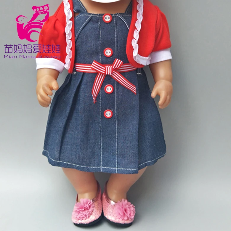 

Детская Одежда для кукол, летняя рубашка и джинсовое платье, также подходит для 18 дюймовых кукольных игрушек, комплект верхней одежды