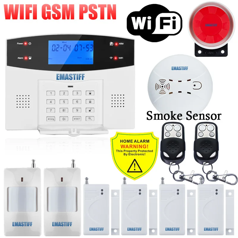 IOS Android приложение проводной беспроводной домашней безопасности ЖК PSTN wifi GSM сигнализация домофон пульт дистанционного управления Автонабор сирена датчик комплект - Цвет: G2BW WIFI Bundle L