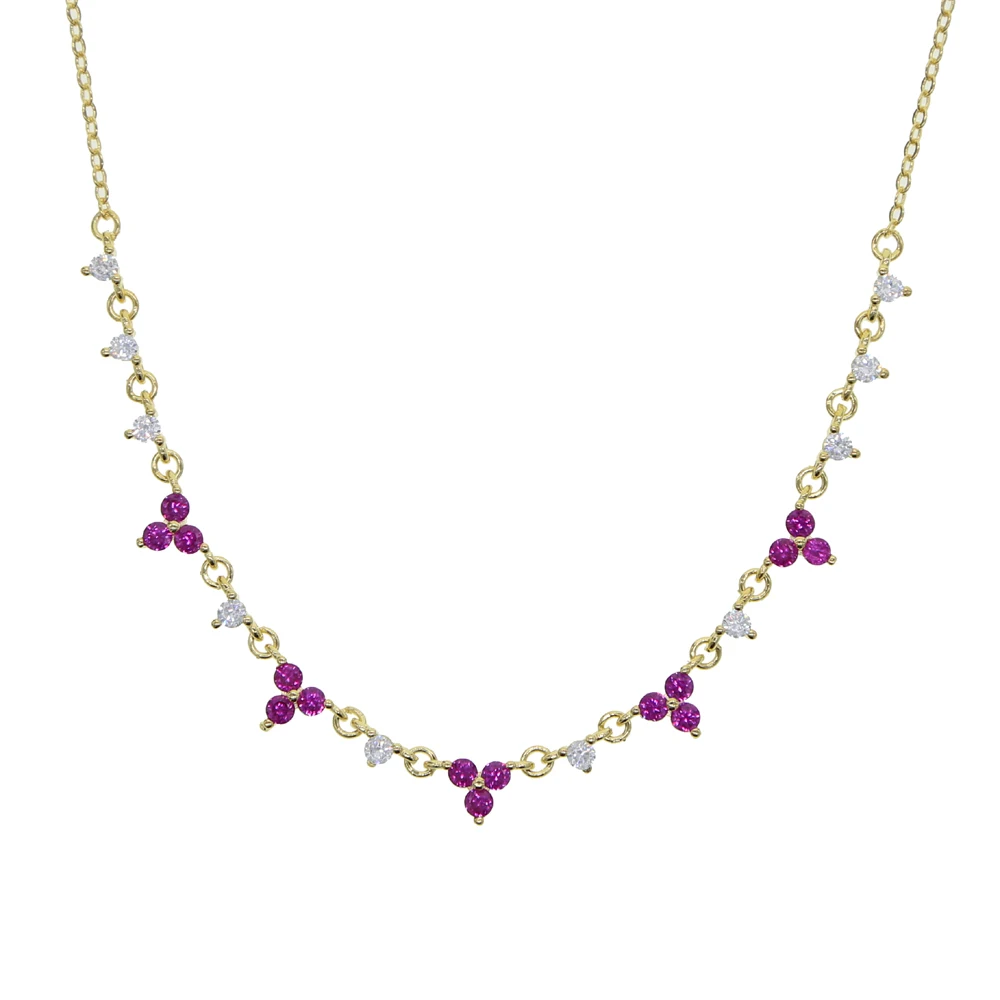 Женское короткое колье с мелким клевером красное синее зеленое белое ожерелье