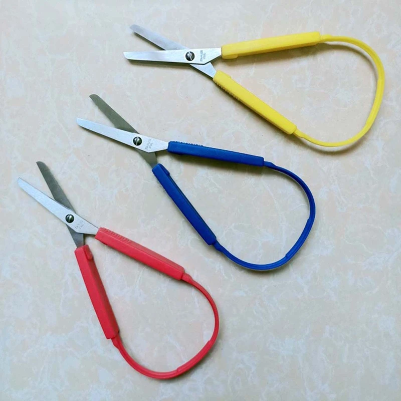 

6pcs Colorful Loop Scissors for Kids Easy Grip Self-Opening Scissor Safety Round Tip Adaptive Cutting Random Color
