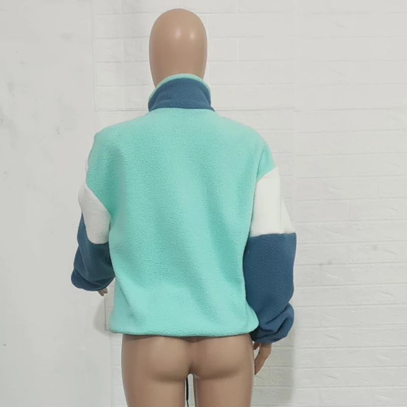 

hirigin Color Block Women's Coat Winter Warm Zipper Long Sleeve Tops Ladies Outwear Fashion Streetwear Ladies Coats and Jackets