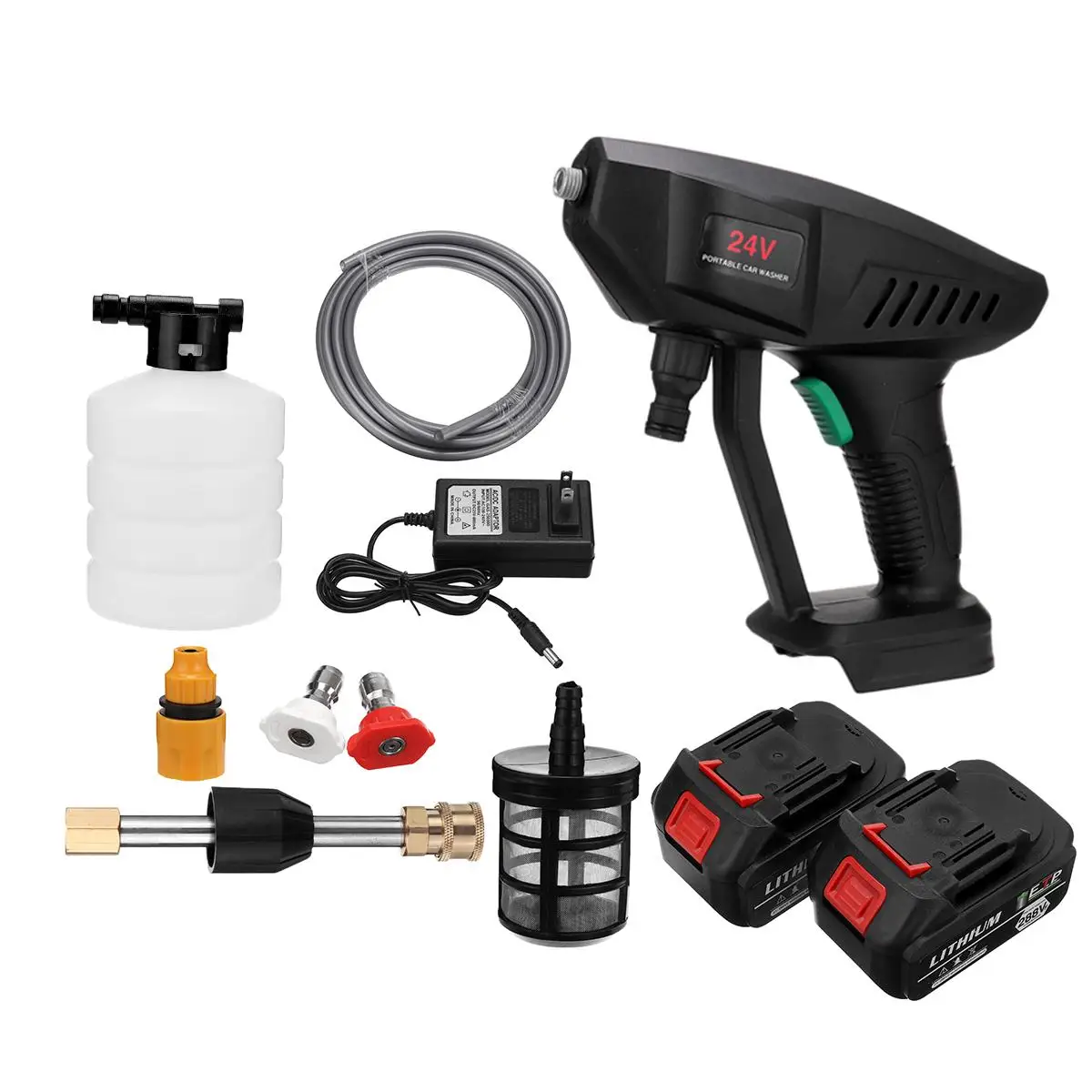Дешево Беспроводная электрическая Автомойка, 24 В, 600 Вт, портативный пистолет высокого давления для мойки автомобилей Дешево Беспроводная электрическая Автомойка, 24 В, 600 Вт, портативный пистолет высокого давления для мойки автомобилей