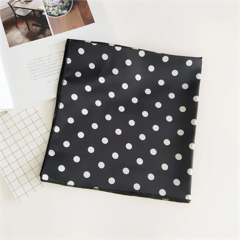 50cm dot black Женский модный шарф квадратный 50 см маленькие шарфы шейный платок роскошный имитация шелка красивый леопардовый дизайн воротник шарфы - Цвет: 50cm dot black