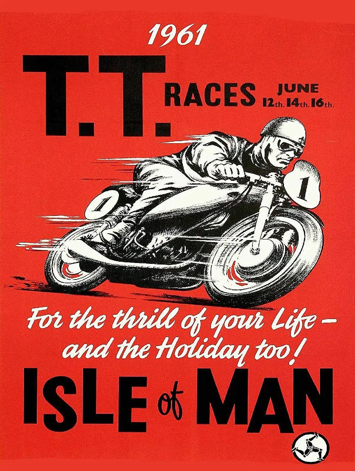 

Tt Races June 1961 Metal Tin Sign 12x8 Inch Decor Travel Tin Sign
