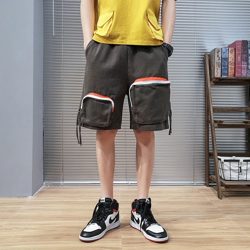

Hip Hop Harem Shorts Men Knee Length Streetwear Shorts Mens Big Pockets Cotton Cargo Shorts Men 2021 Summer