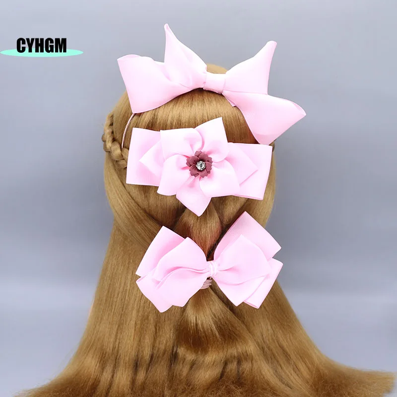 Новинка модные розовые Завязки для волос девочек набор зажимов эластичная