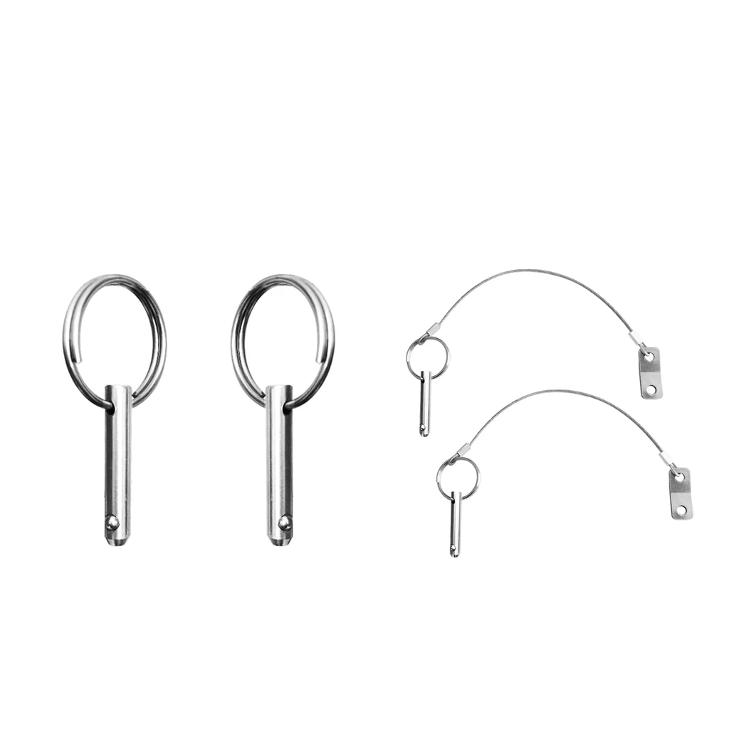 

4 - Piece Stainless Steel Quick Release Pin Lanyard for Boat Top Deck Hinge