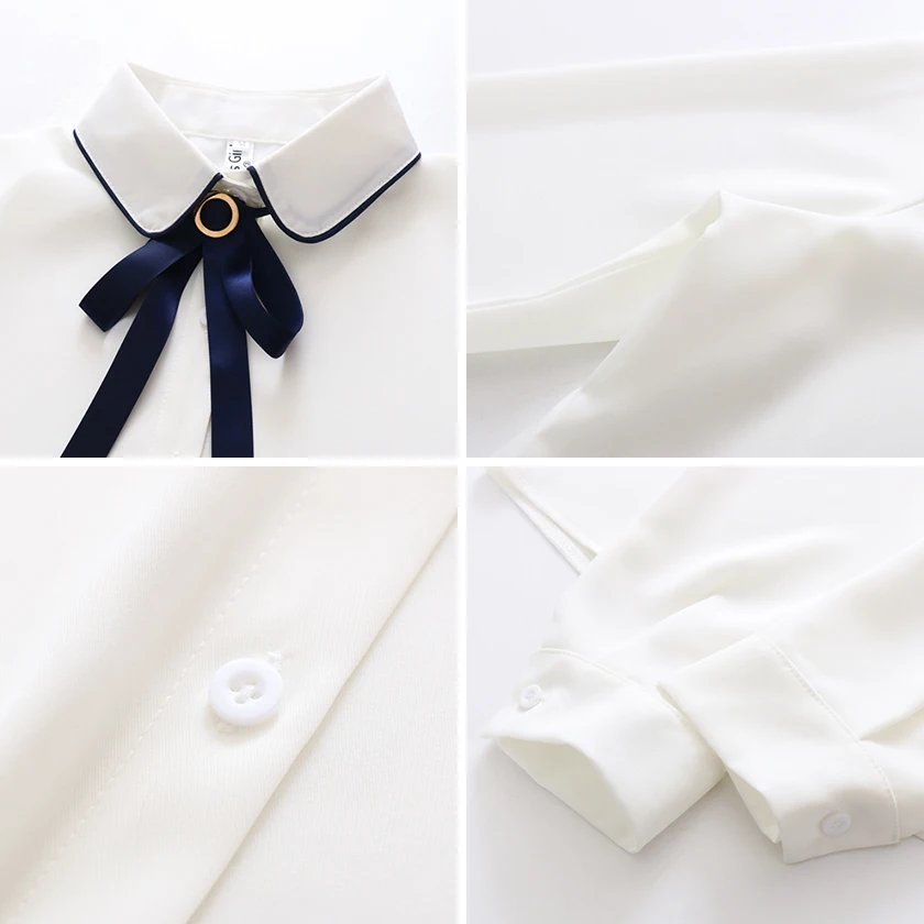 Новинка весны 2020 Женская однотонная шифоновая белая рубашка с длинным рукавом