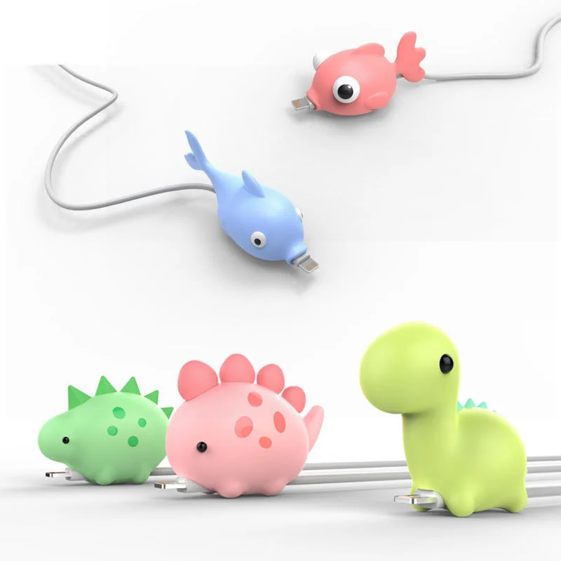 

Cute Cartoons Animal Bite Cable Data Protector fish dinosaur dog Shaper cable Winder Organizer iPhone iPad Data Line Protection