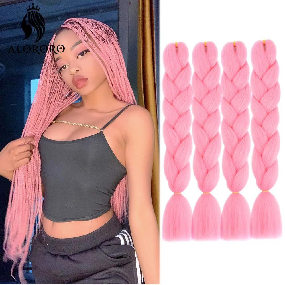 

Alororo 24 Inch Ombre Braiding Hair Extensions Jumbo Braids Synthetic Hair Afro Pink Red Blue Yellow Hair Braid