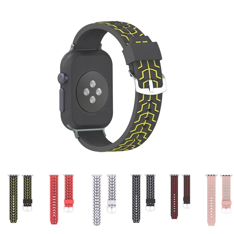 Ремешок силиконовый для Apple Watch Band спортивный браслет с серебристой