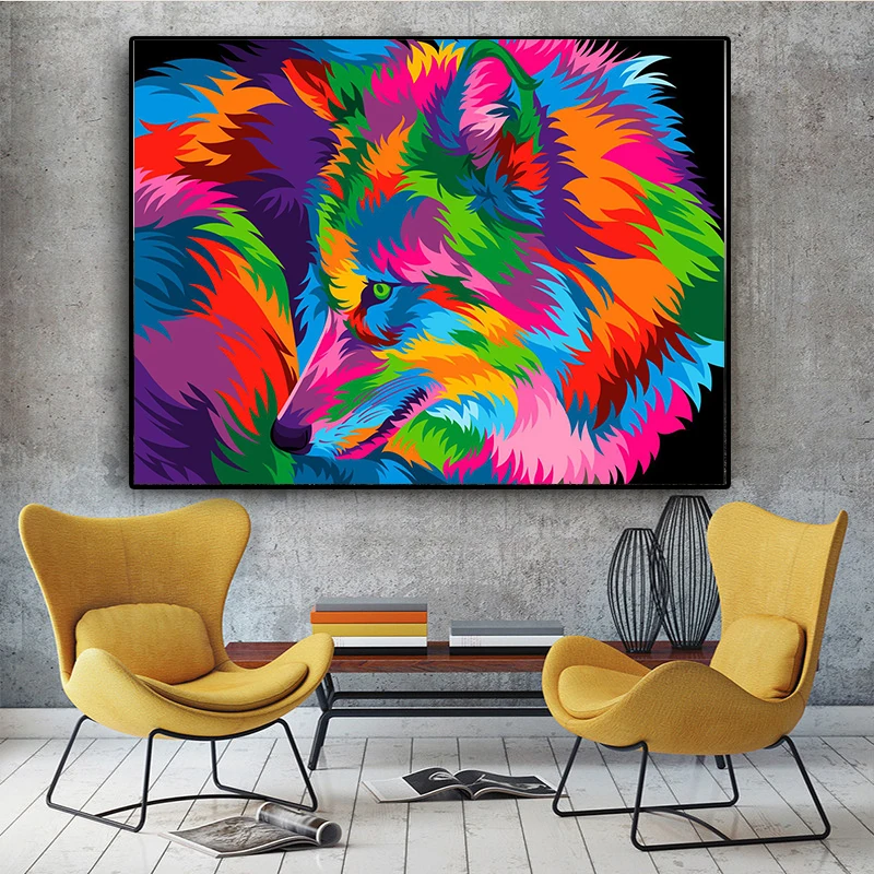 

Abstract Colorful Graffiti Art Canvas Painting Leopard Dog Tiger Animals Wall Art Posters and Prints Wall Picture Home Decor