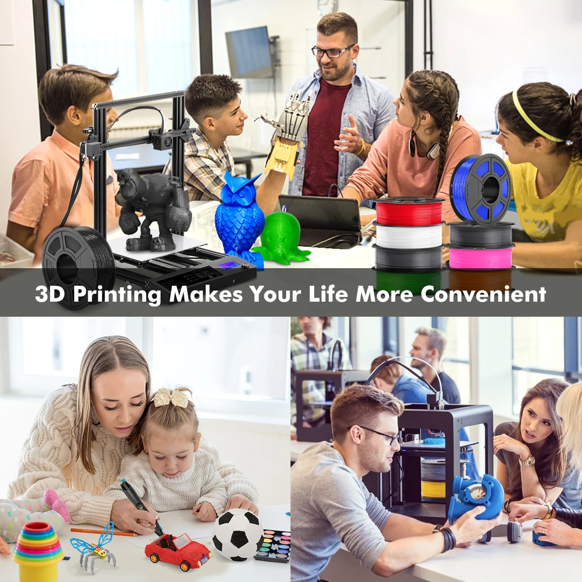 GOHIGH PETG 3D Printer Filament 1.75mm 1KG Translucence Biodegradable Plastic 3D Printing sublimation Materials Fast Shipping