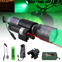 10000lm tactical weapon gun light 3xpe q5 greenred hunting flashlightrifle scope laser dot sightswitch18650charger