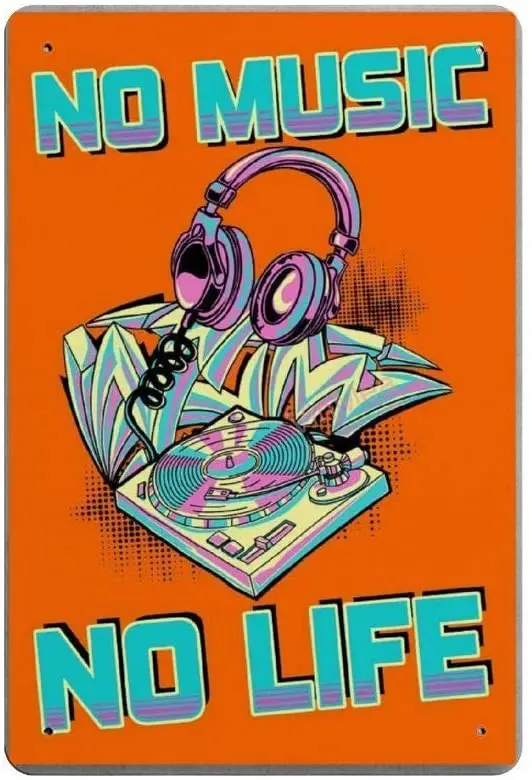 

No Music No Life Retro Metal Tin Sign Plaque Poster Wall Decor Art Shabby Chic Gift
