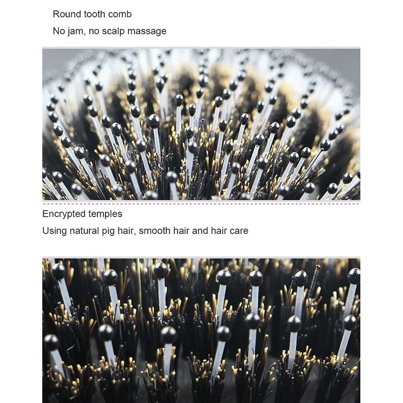 

Natural Sandalwood Fine Comb Anti-Static Care Brush Head Wild Boar Bristles Hair Brush Green Sandalwood Hair Comb