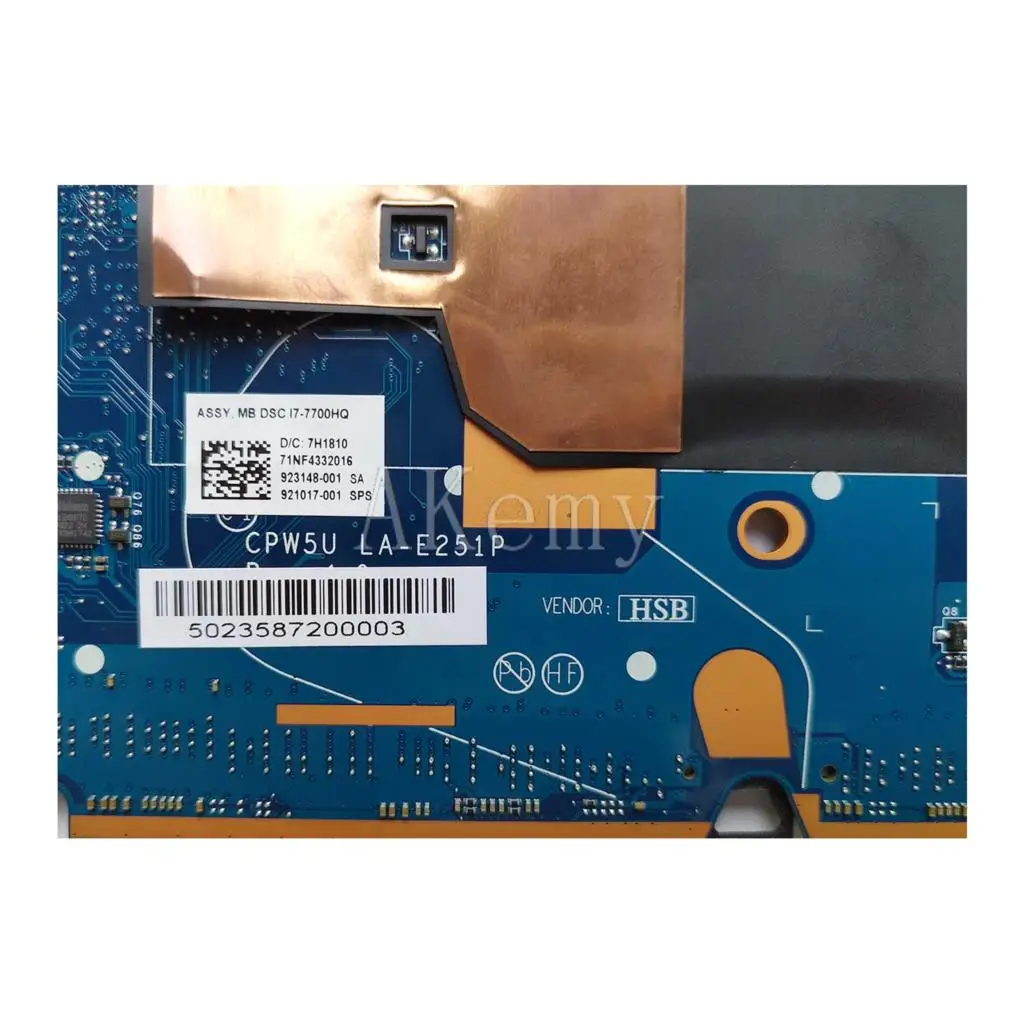 Akemy For HP ZBook Studio G4 Laptop Motherboard LA-E251P 921016-601 921016-001 I5-7440HQ CPU M1200 GPU Test work