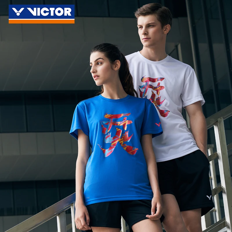 Рубашки для бадминтона VICTOR дышащая быстросохнущая футболка мужчин и женщин