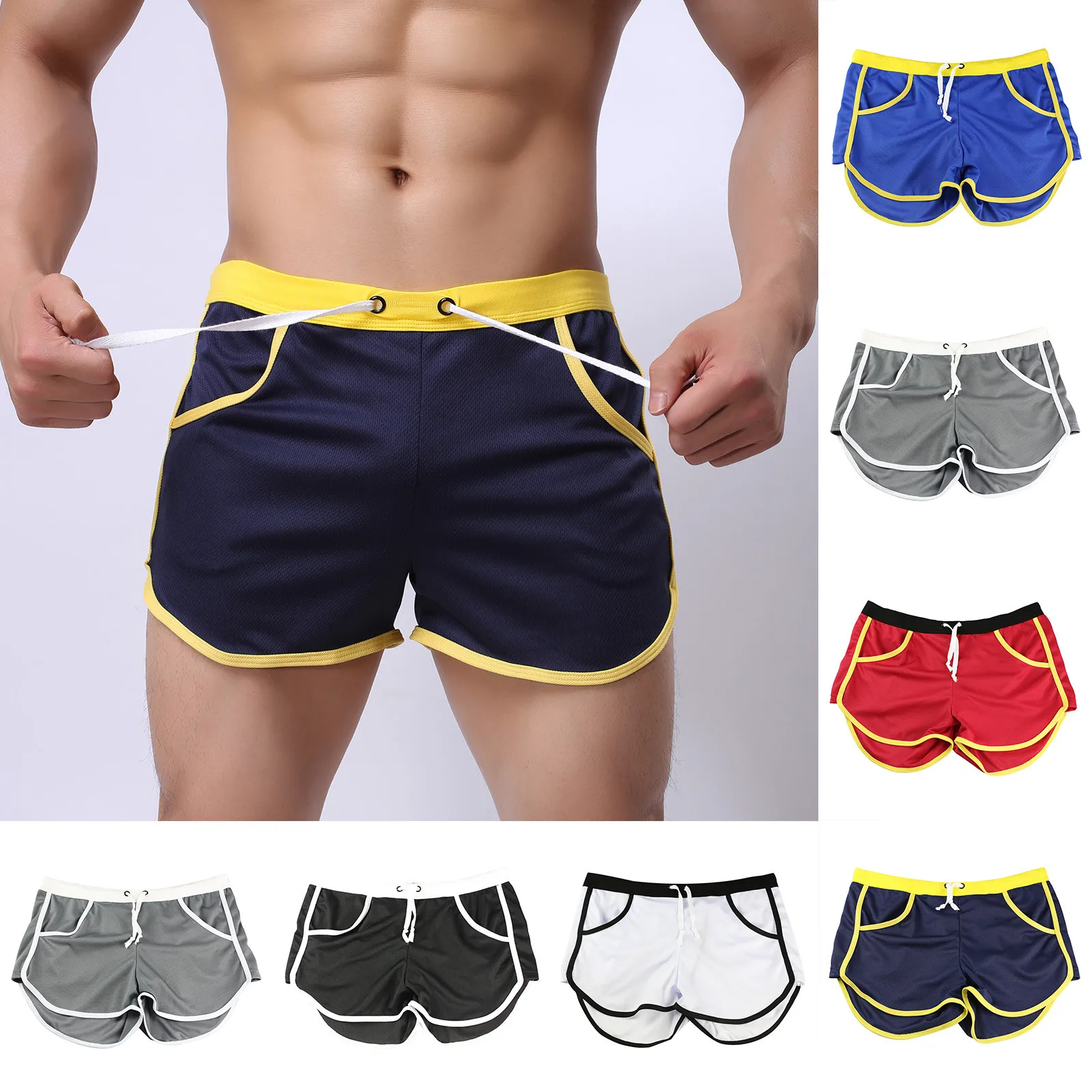 

Men Pure Color with Solid Edges Lace-up Swimming Trunks Shorts Beach Surfing Cozy Swimming Shorts A20
