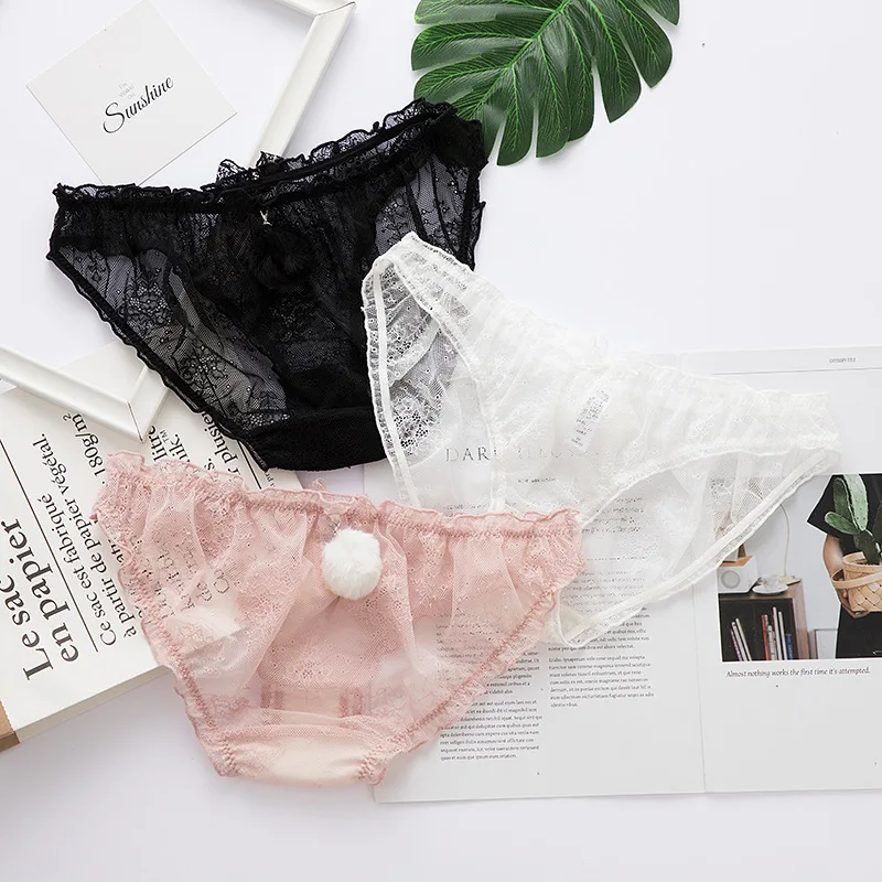 Пикантные Для женщин трусы из дышащей сетки с вышивкой оборками заниженной