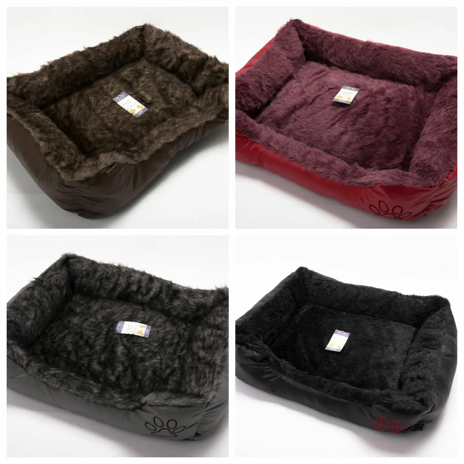 

Soft Comfy Wrax Leather Washable Dog Pet Cat Warm Basket Bed with Fleece Cosy