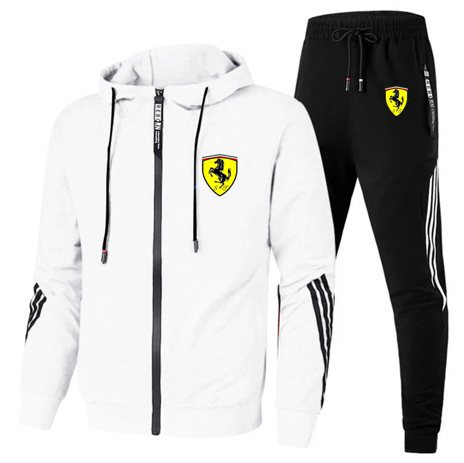 

New autumn and winter men's sports shirts zipper hoodies + pants two pieces of casual sportswear men's sportswear gym brand clot