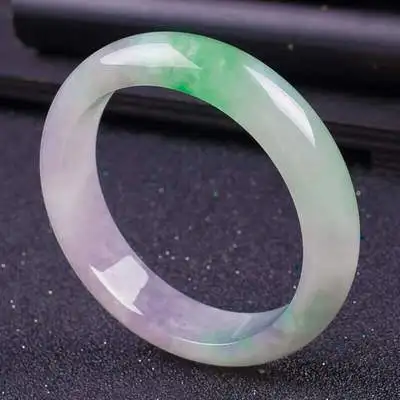 

Natural Burmese jade 54-64mm light color two-color bracelet, elegant princess jewelry, best gift for mother and girl