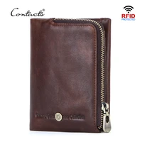 contacts new small wallet men crazy horse wallets coin purse quality short male money bag rifd cow leather card wallet cartera