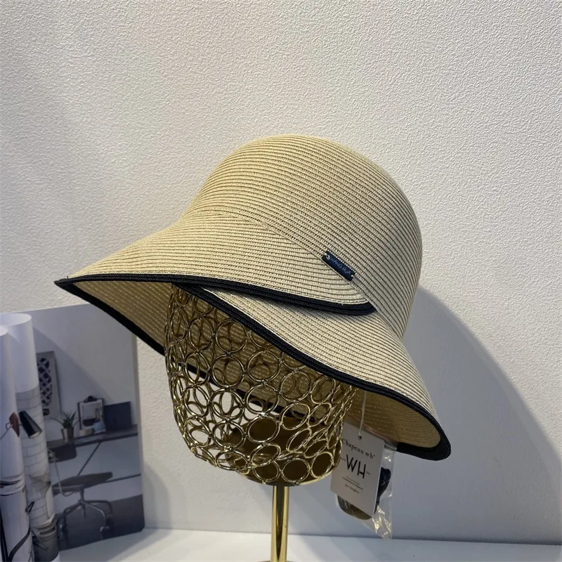

Summer Contrast Design Women's Fisherman Hat Fashion Shopping Sunshade Hat Logo Brand Designer Female Hat