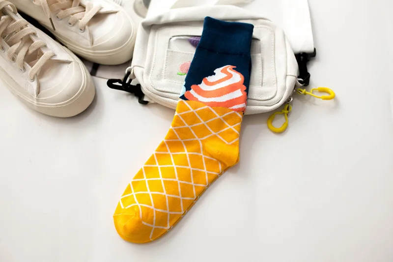 Cute Cartoon Fruit Print Watermelon cantaloupe shrimp Girls Kawaii Socks meias Korean Harajuku Embroidery Pile Heap Funny Socks - Цвет: 5