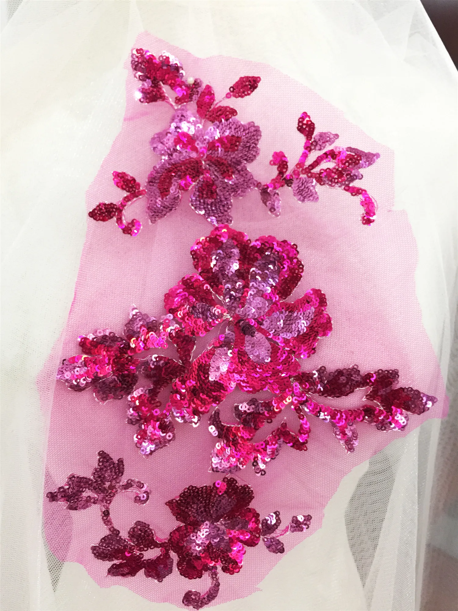 rose red 6 шт./лот блестки вышитые кружевные цветы свадебные материалы ручной работы одежда, украшения, подиум, сценическое исполнение 2619 - Цвет: rose red