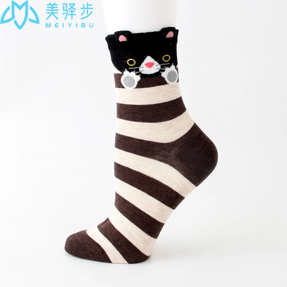 12 Pairs Per Set Jacquard Cartoon Little Tiger Women's Socks Kawai Female Sock Wholesale