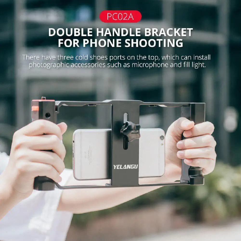 

YELANGU Handheld Phone Video Stabilizer Grip Mount Stand with Double Handle PC02A