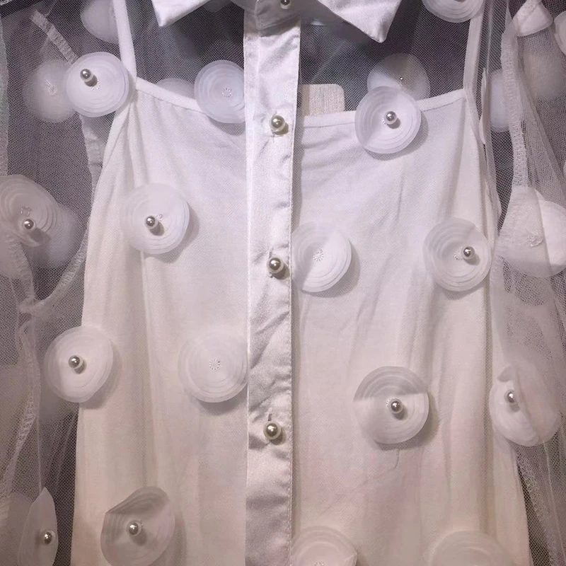 TWOTWINSTYLE повседневная сетчатая блузка с отложным воротником рубашка сексуальный