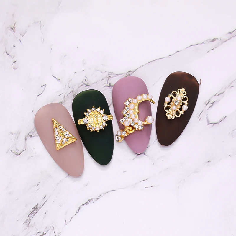 10 шт./лот Золотые 3D украшения для ногтей из сплава 3d жемчужные металлические