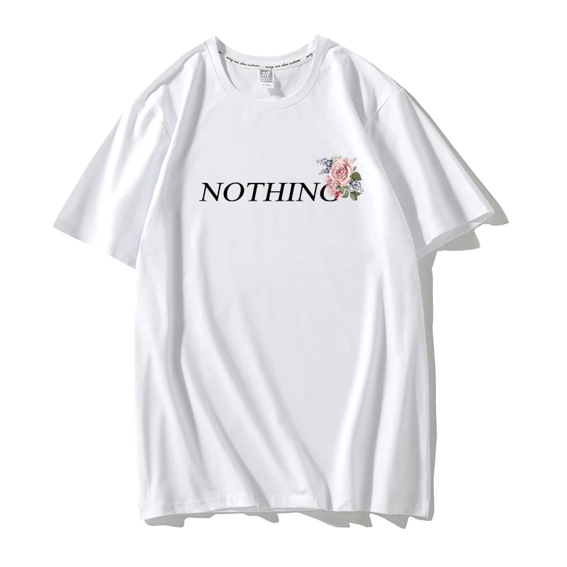 

Футболка женская в Корейском стиле, эстетичная рубашка с графическим изображением надписи «ничего не о», Повседневная элегантная, Топ в сти...