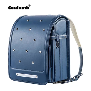 Coulomb Kid Backpack Boys Girl School Bag PU Rivets Hasp Randoseru Orthopedic Messenger Book Bags Japan Backpack A4 Bag