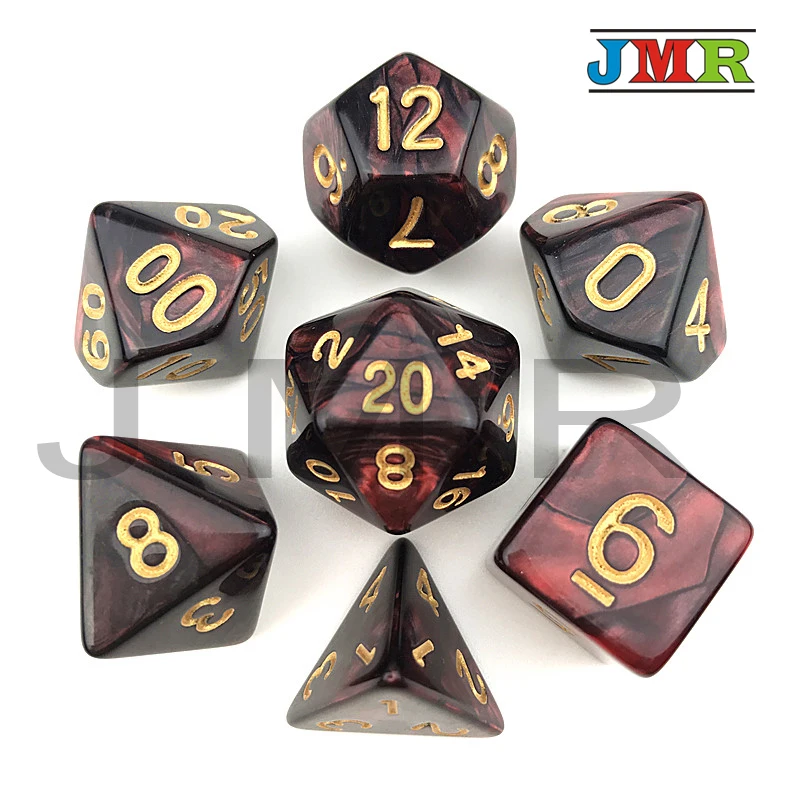 Фиолетовый x серый цвет с Withe переносные игральные кубики игра для DND смешанных