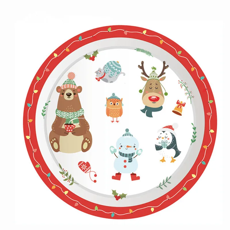 44 ПК Merry для рождественской вечеринки одноразовая посуда Бумага пластины чашки