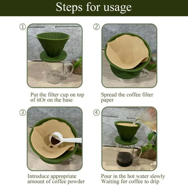 

Foldable Red Silicone Coffee Drip Filter Cup Reusable Heat Resistant Coffee Dripper Funnel Tool