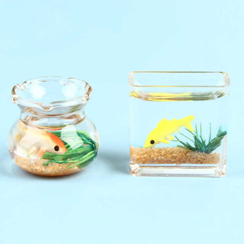 Фото Новая миниатюрная стеклянная Рыба для кукольного домика бачок чаша аквариумная