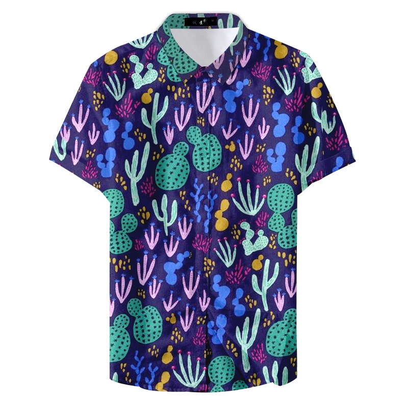 2021 летние мужские размера плюс с рисунком кактуса и со звездным Повседневная