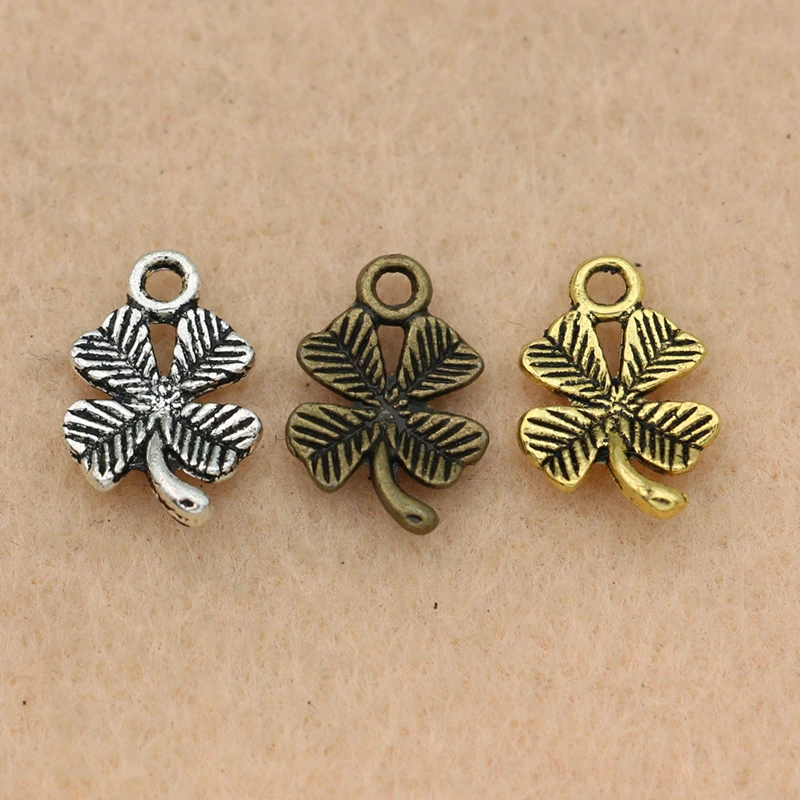 

10 шт., подвески в виде клевера для браслета, 13 х11 мм