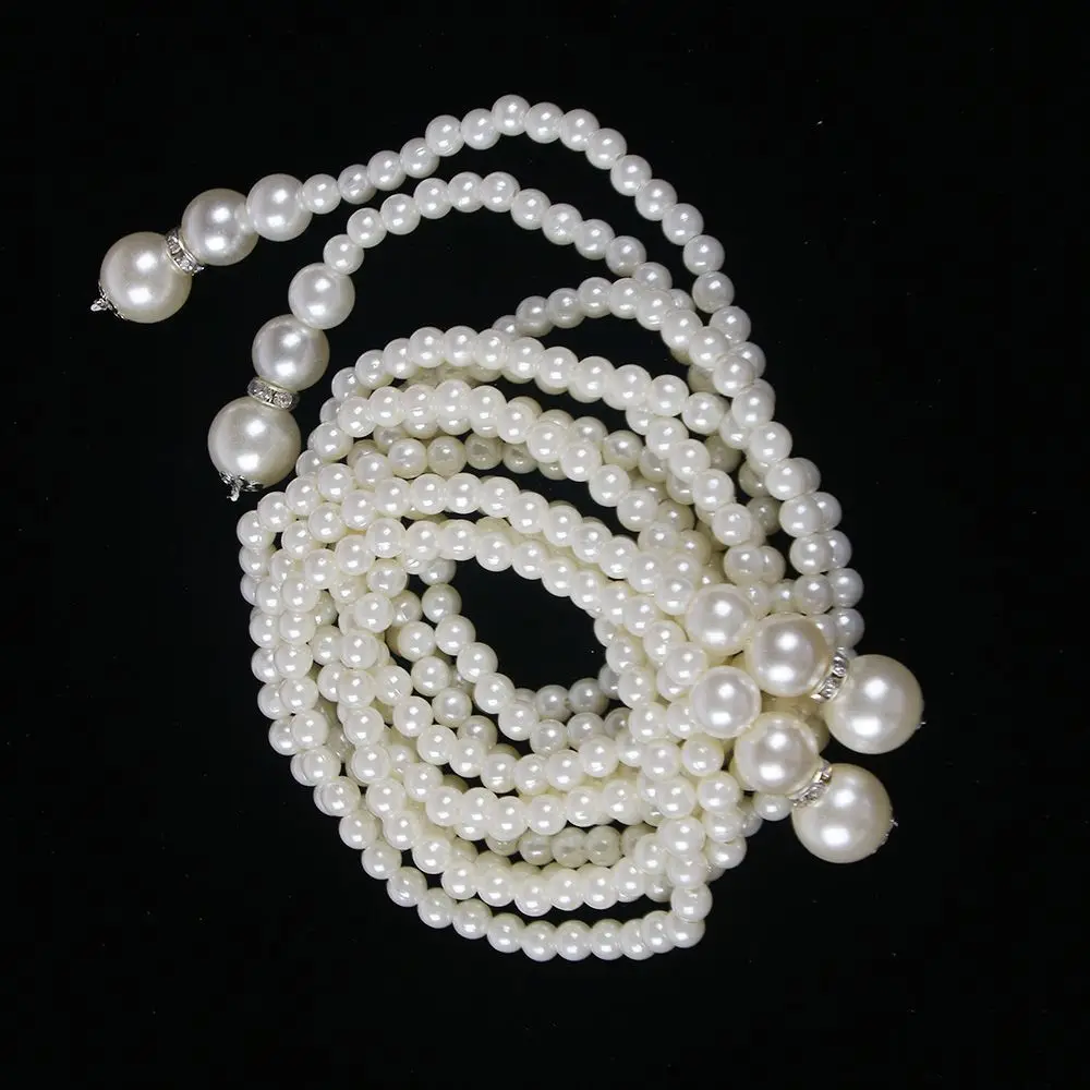 

Hot Women Freshwater Pearl White Drop Pearl Necklace Beaded Long Chain Rope Bead