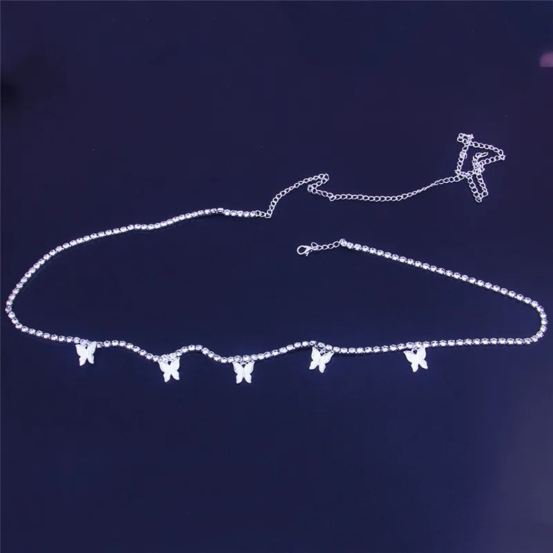Женская цепочка на талию с бабочками и кристаллами | Украшения аксессуары