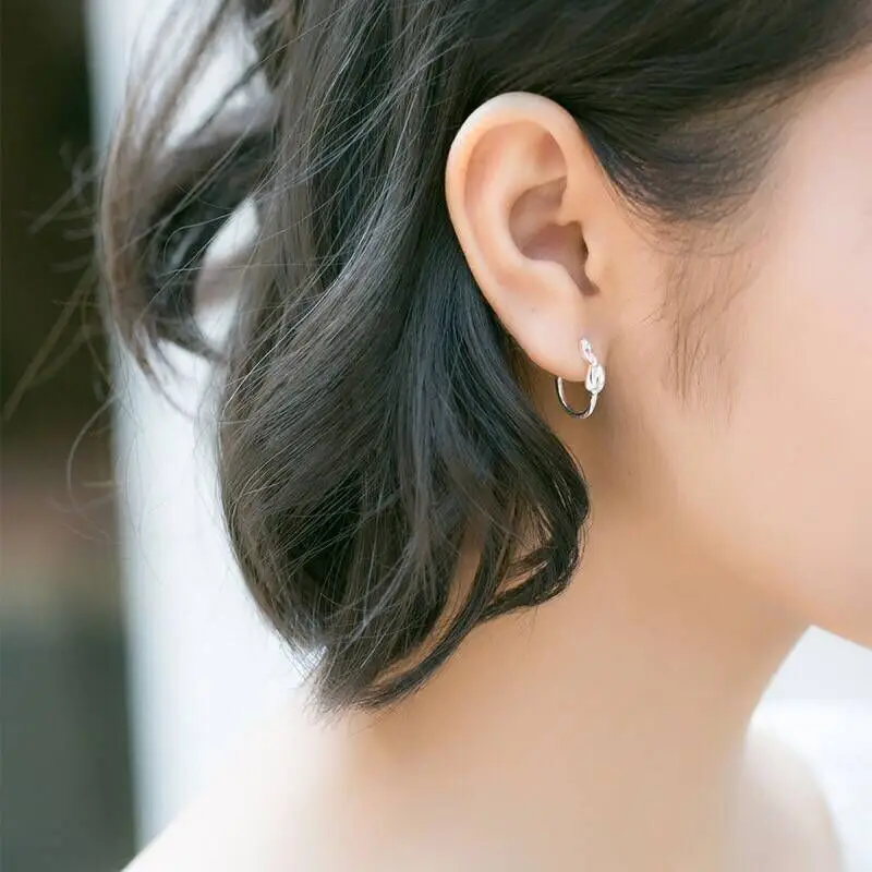 

100% 925 Sterling Silver Unique Shaped Piercing Huggie Hoop Earring For Women Sterling Silver Earing Jewelry